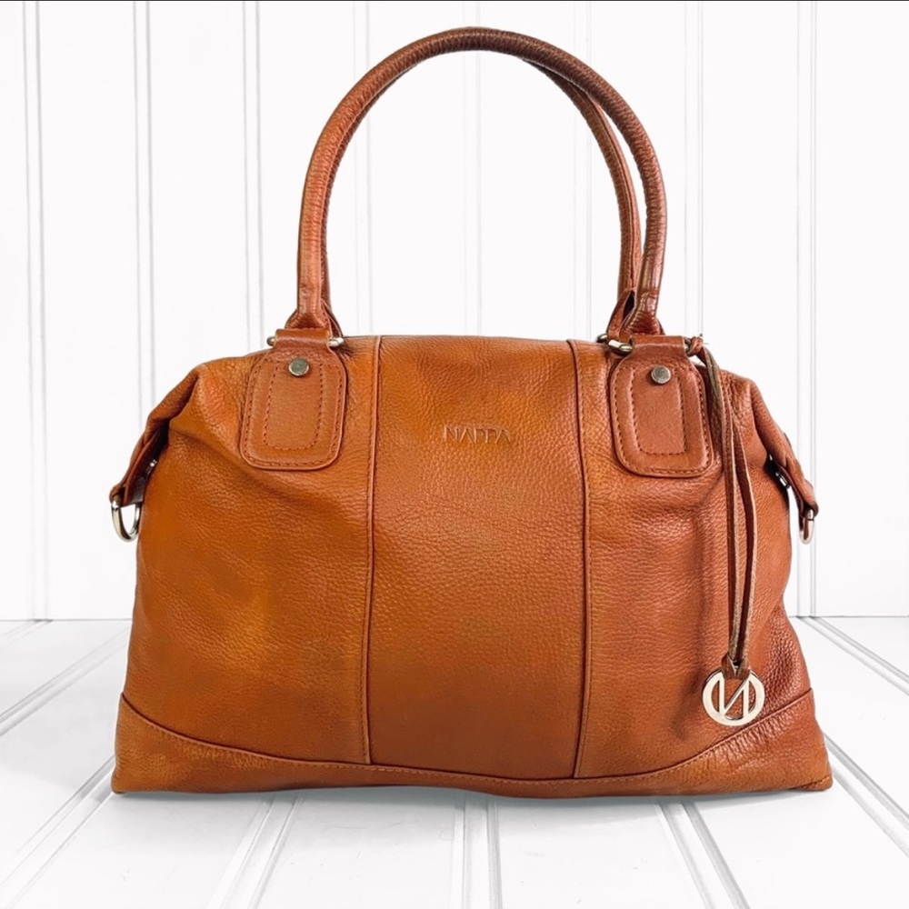 NAPPA BROWN GENUINE LEATHER MEDIUM BAG CAMEL HANDBAG DESIGNER WOMEN PURSE